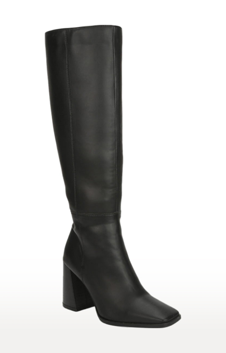 Truffle Collection | Women's Black PU Solid Slip On Boot 0