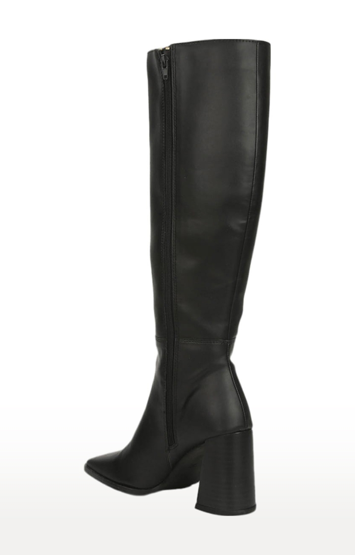 Truffle Collection | Women's Black PU Solid Slip On Boot 2