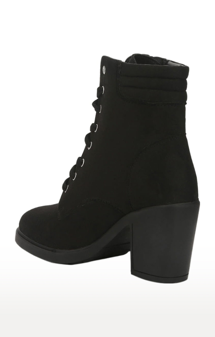 Truffle Collection | Women's Black Suede Solid Lace-Up Boot 2