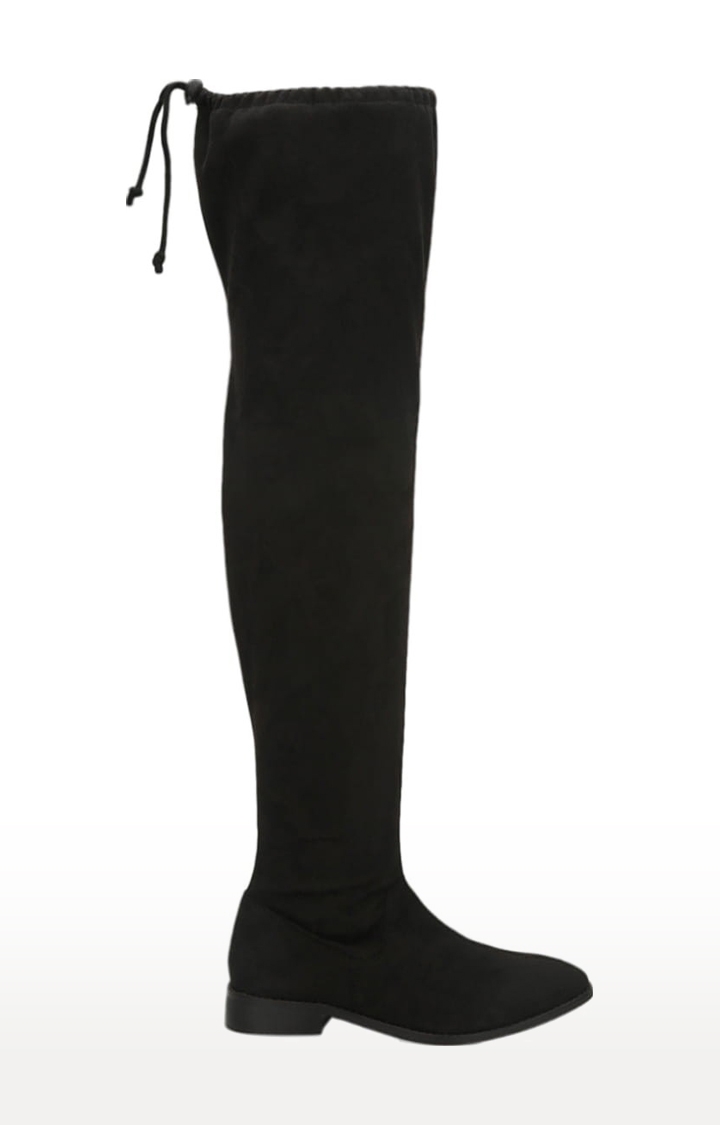 Truffle Collection | Women's Black Suede Solid Zip Boot 1