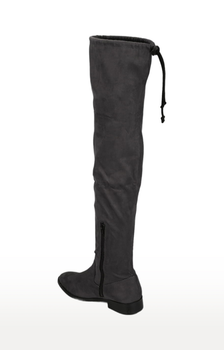 Truffle Collection | Women's Grey Suede Solid Zip Boot 2