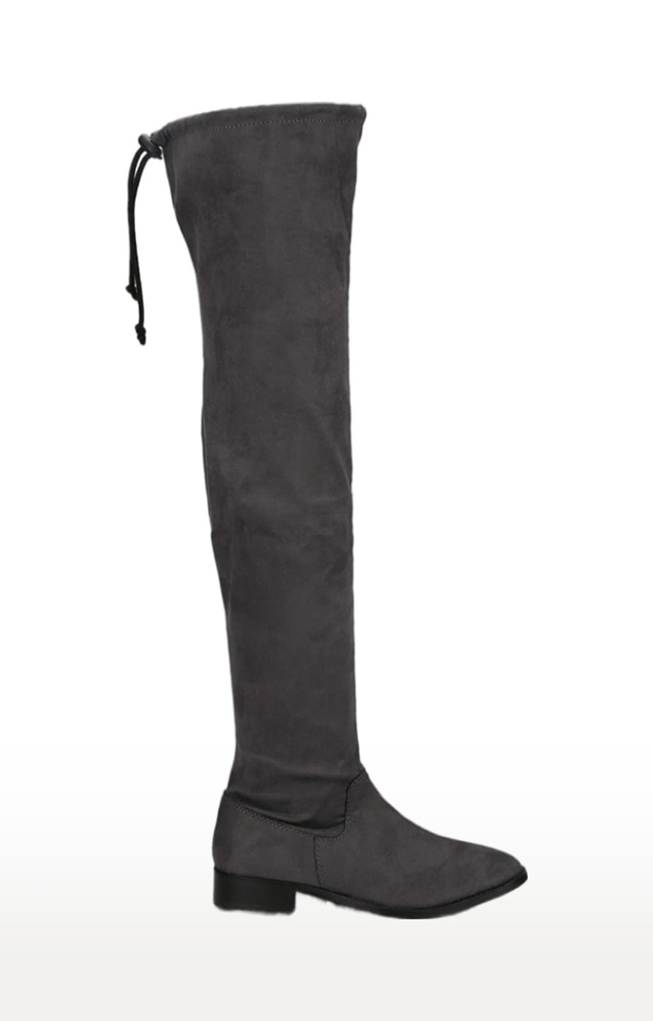 Truffle Collection | Women's Grey Suede Solid Zip Boot 1