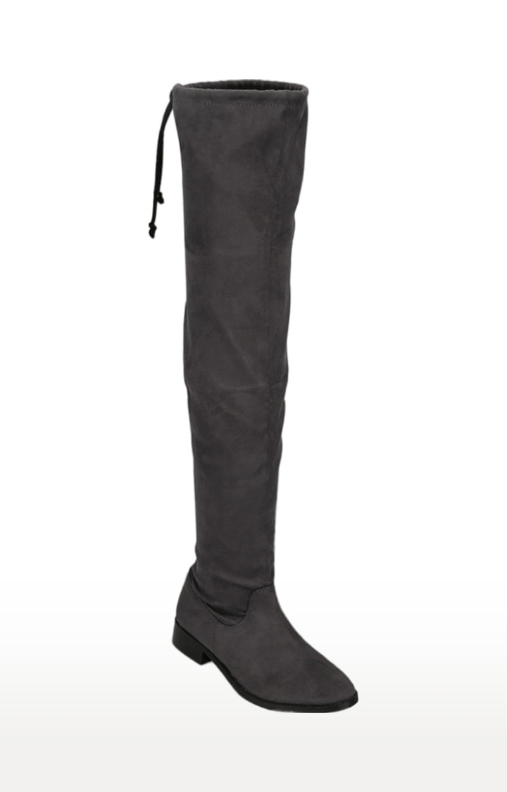 Truffle Collection | Women's Grey Suede Solid Zip Boot