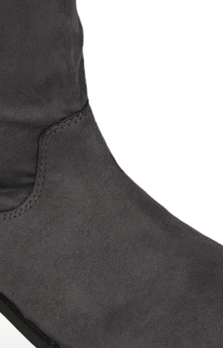 Truffle Collection | Women's Grey Suede Solid Zip Boot 4