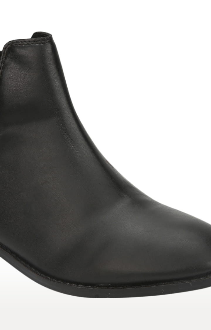 Women's Black PU Solid Slip On Boot