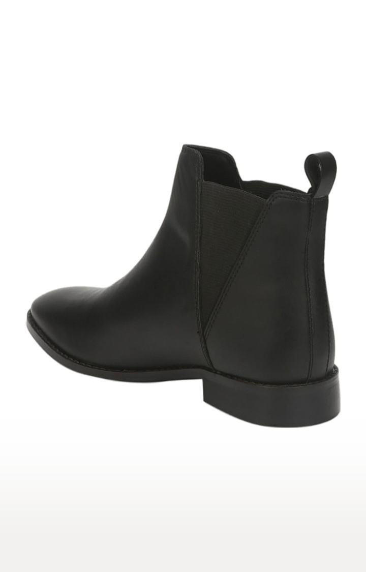 Women's Black PU Solid Slip On Boot