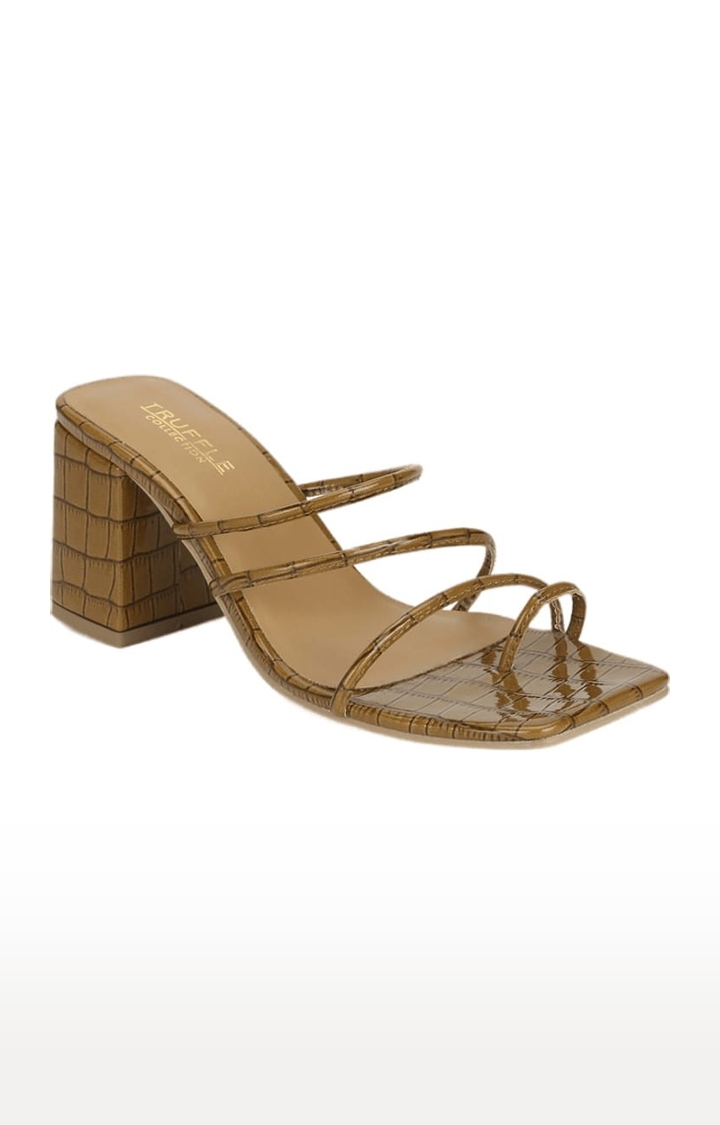 Truffle Collection | Women's Brown Synthetic Printed Slip On Block Heels 0