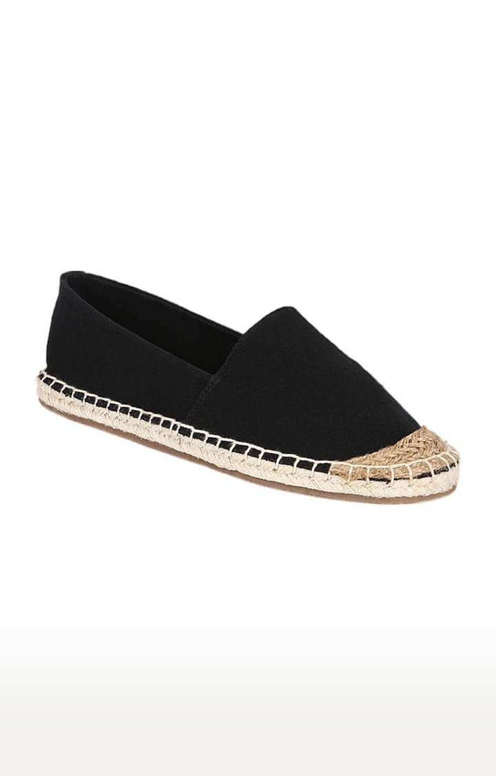 Women's Black Jute Solid Slip On Espadrilles