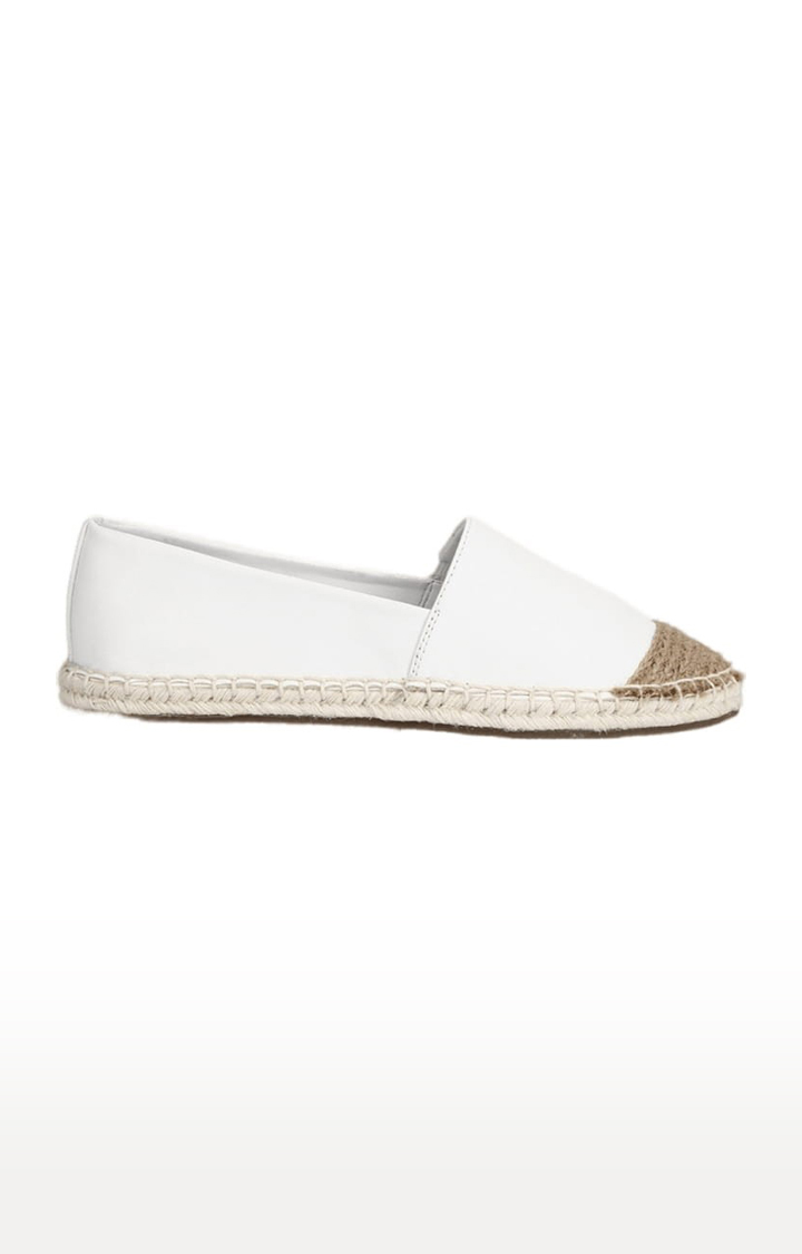 Women's White Canvas Solid Slip On Espadrilles