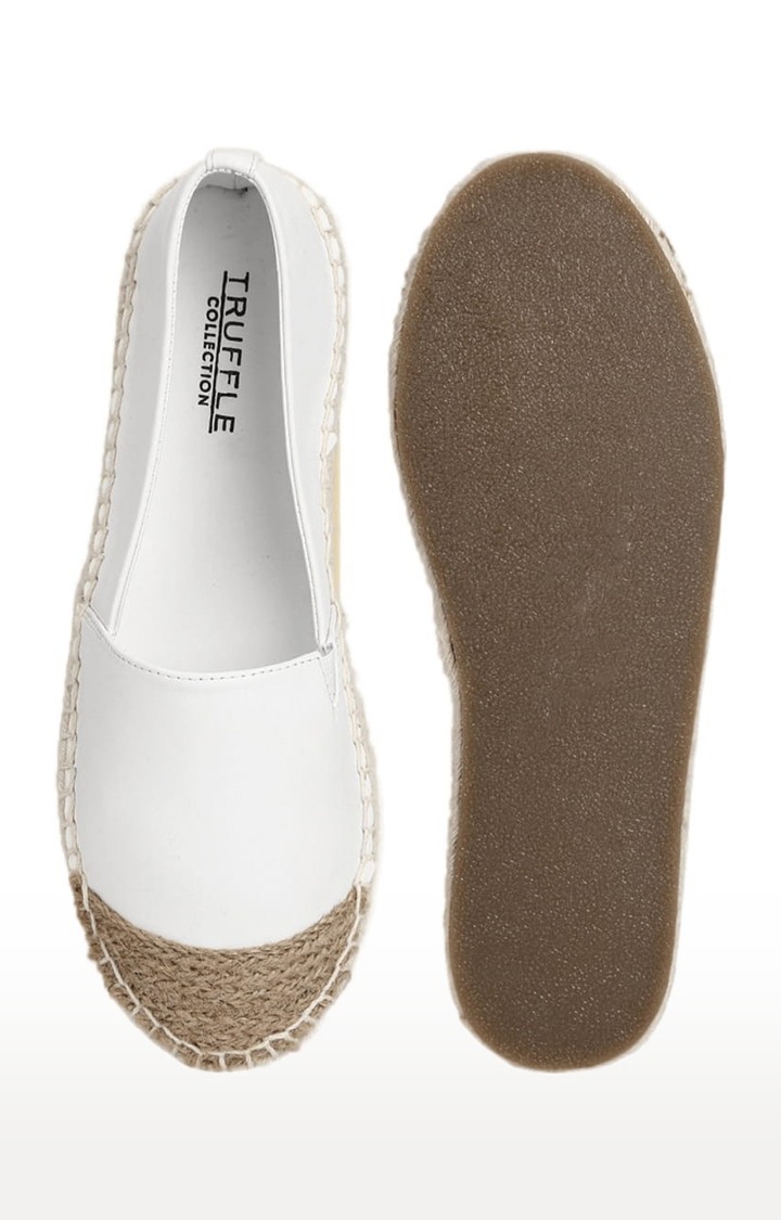 Women's White Canvas Solid Slip On Espadrilles