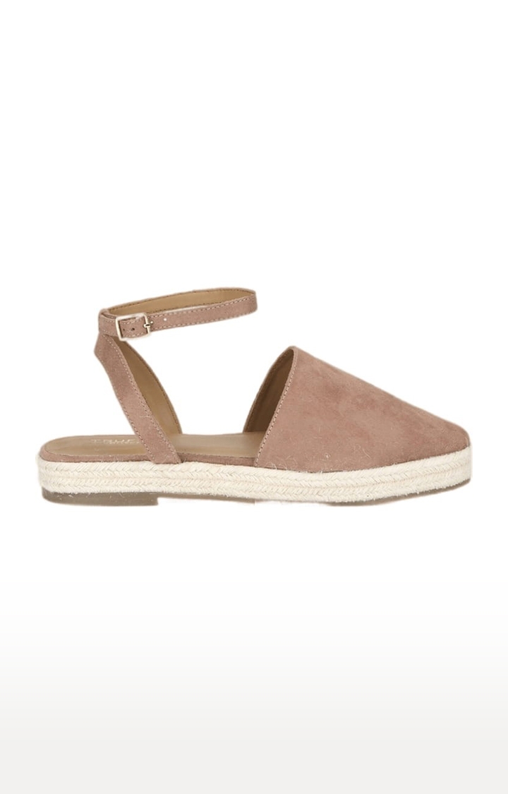 Truffle Collection | Women's Beige Suede Solid Buckle Sandals 2