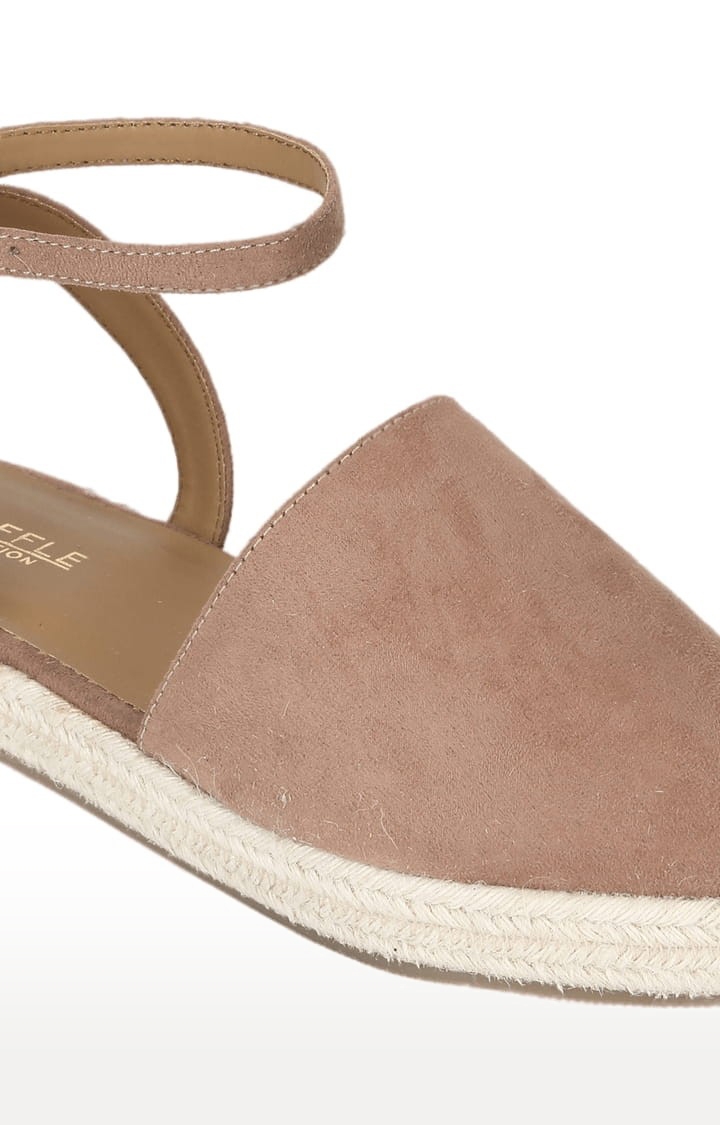 Truffle Collection | Women's Beige Suede Solid Buckle Sandals 3