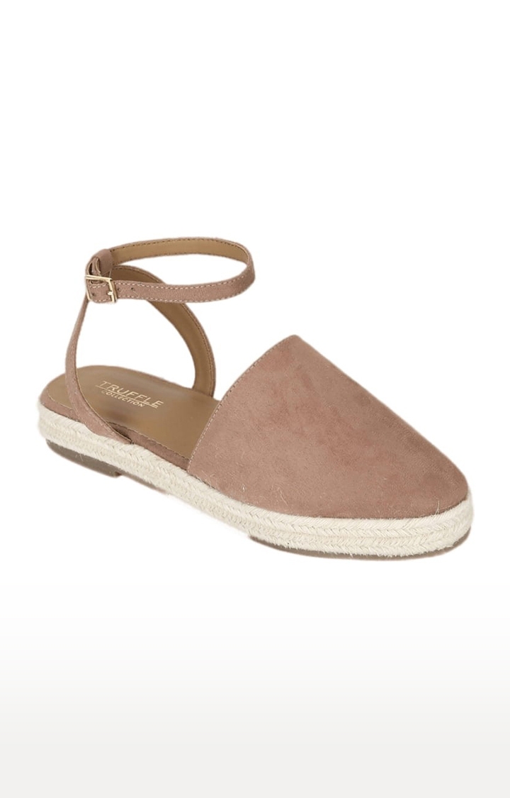 Truffle Collection | Women's Beige Suede Solid Buckle Sandals 0