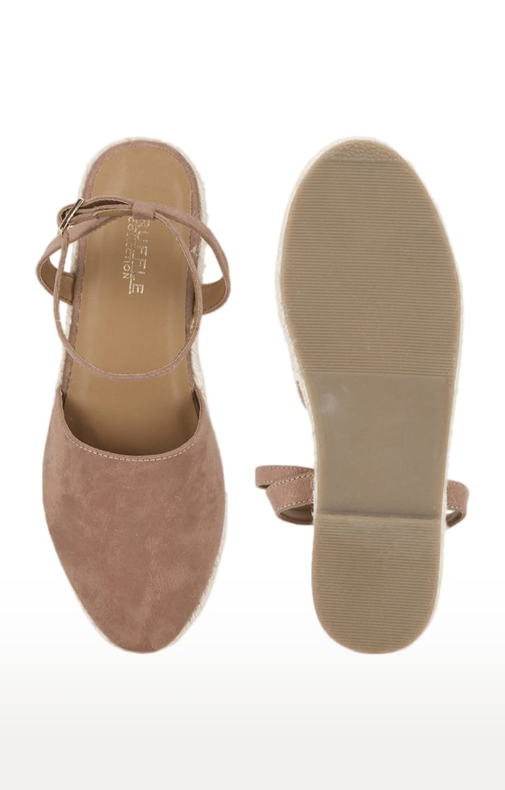 Truffle Collection | Women's Beige Suede Solid Buckle Sandals 1