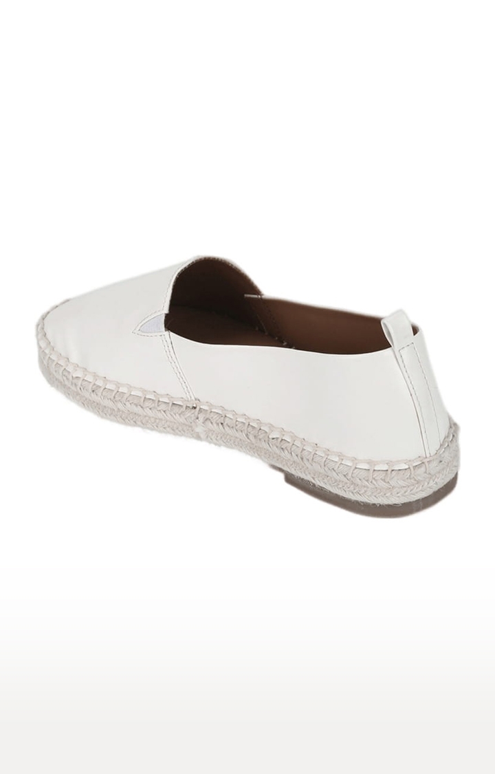 Truffle Collection | Women's White PU Solid Slip On Loafers 2