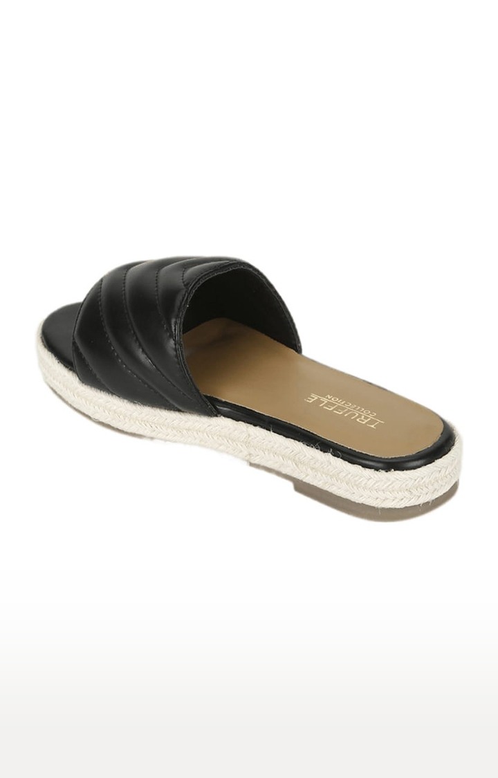 Women's Black PU Solid Slip On Casual Slip-ons