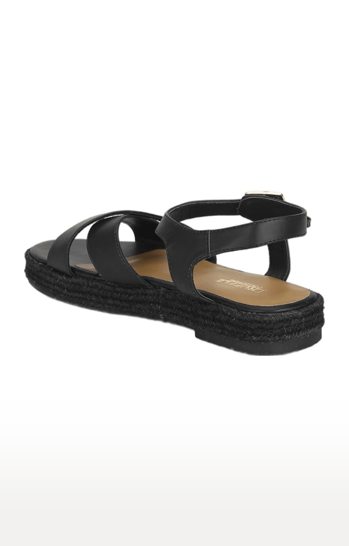 Women's Black PU Solid Buckle Sandals