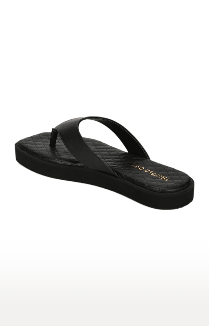 Truffle Collection | Women's Black PU Quilted Slip On Casual Slip-ons 2