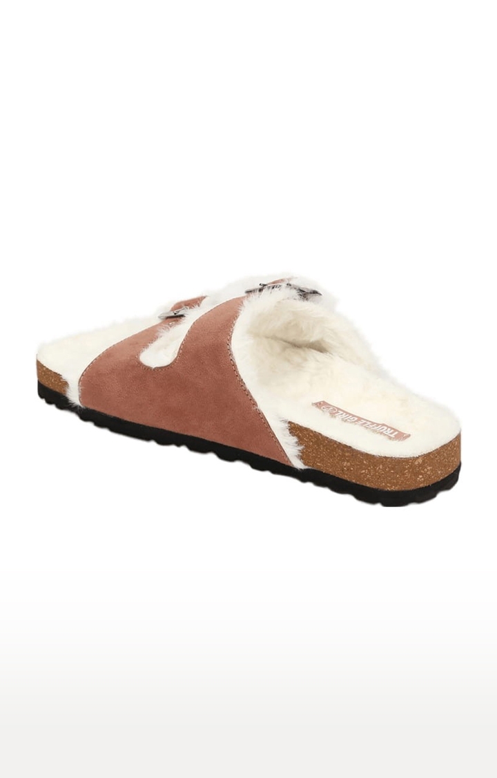 Truffle Collection | Women's Beige Suede Solid Flat Slip-ons 2
