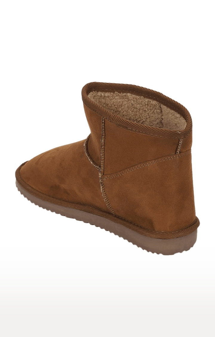 Women's Brown Suede Solid Slip On Boot