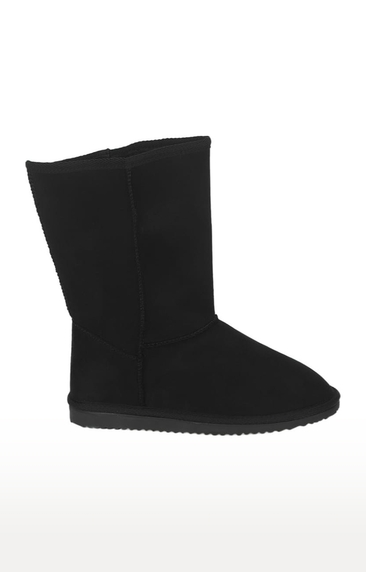 Truffle Collection | Women's Black Suede Solid Slip On Boot 1