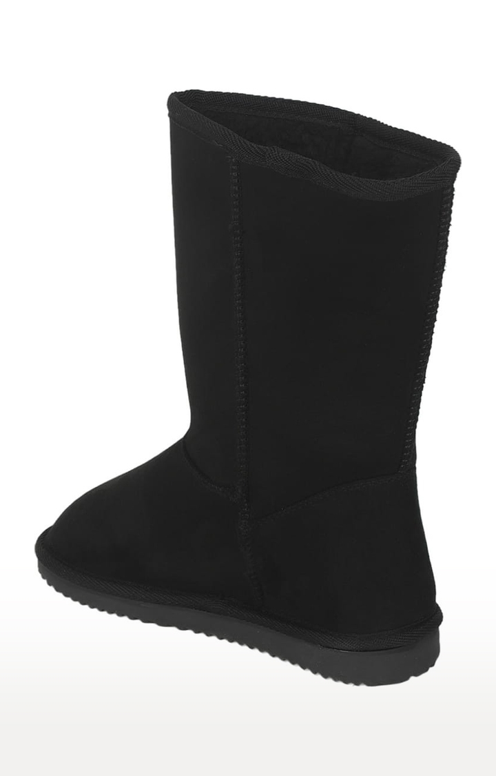 Truffle Collection | Women's Black Suede Solid Slip On Boot 2
