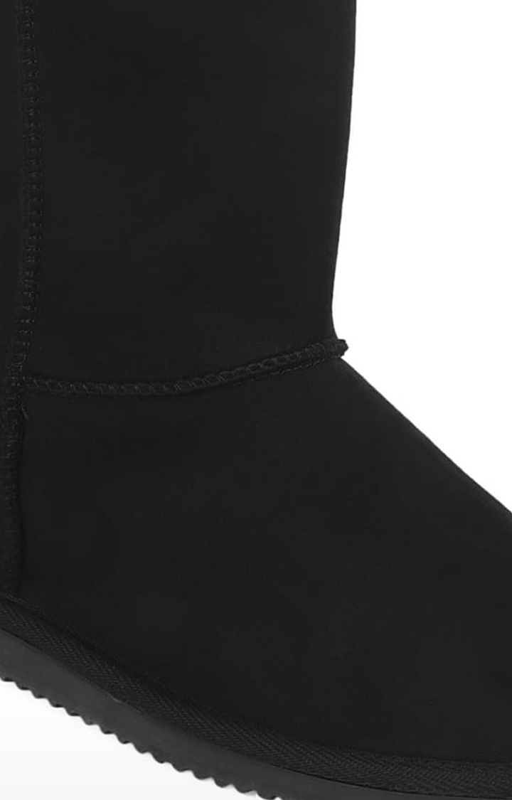 Truffle Collection | Women's Black Suede Solid Slip On Boot 4