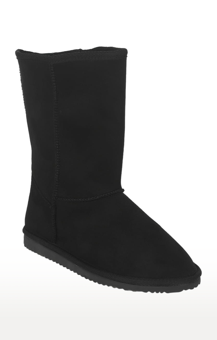 Truffle Collection | Women's Black Suede Solid Slip On Boot 0