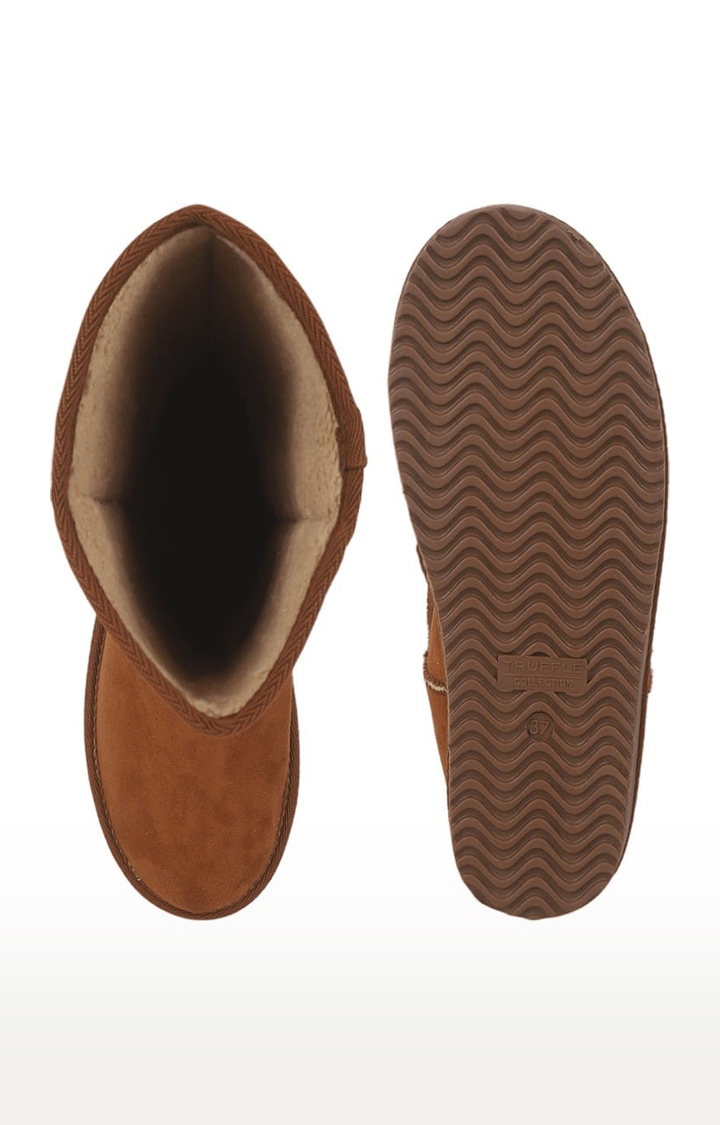 Truffle Collection | Women's Brown Suede Solid Slip On Boot 3