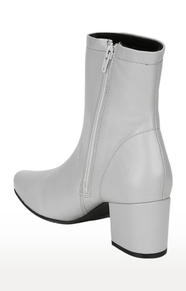 Women's Grey PU Solid Zip Boot