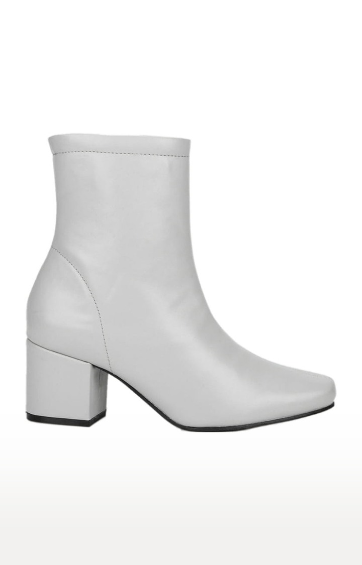 Women's Grey PU Solid Zip Boot
