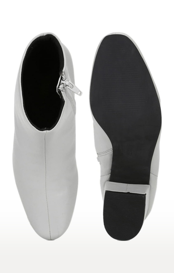 Women's Grey PU Solid Zip Boot