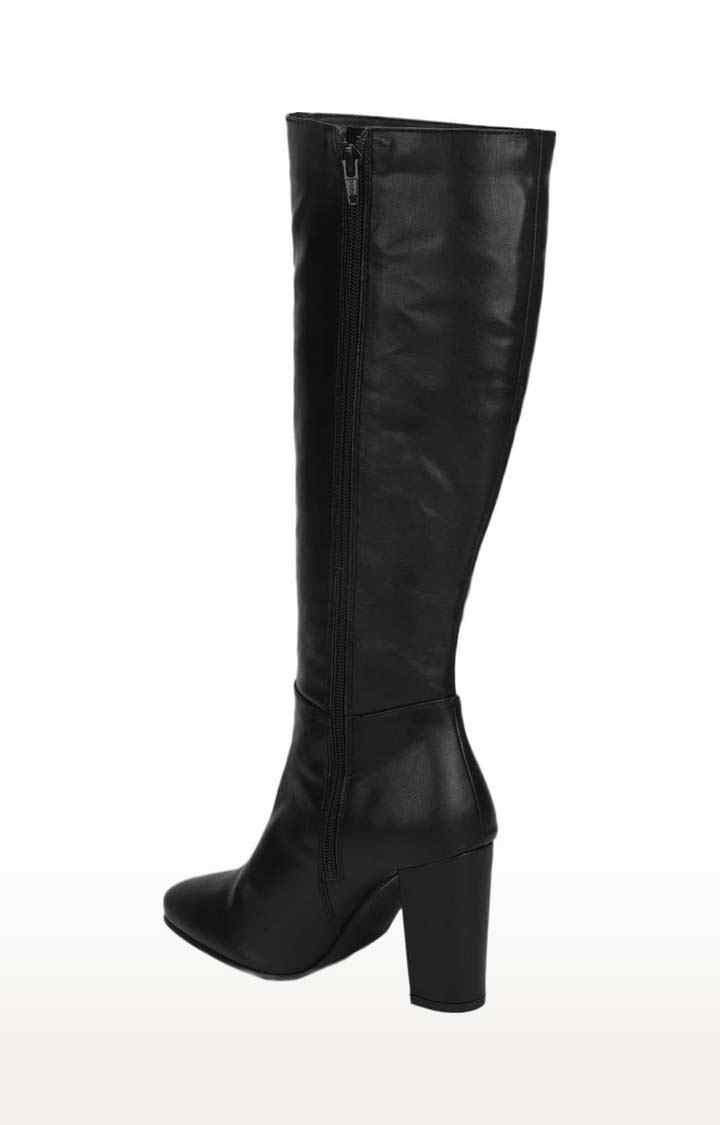 Women's Black PU Solid Zip Boot