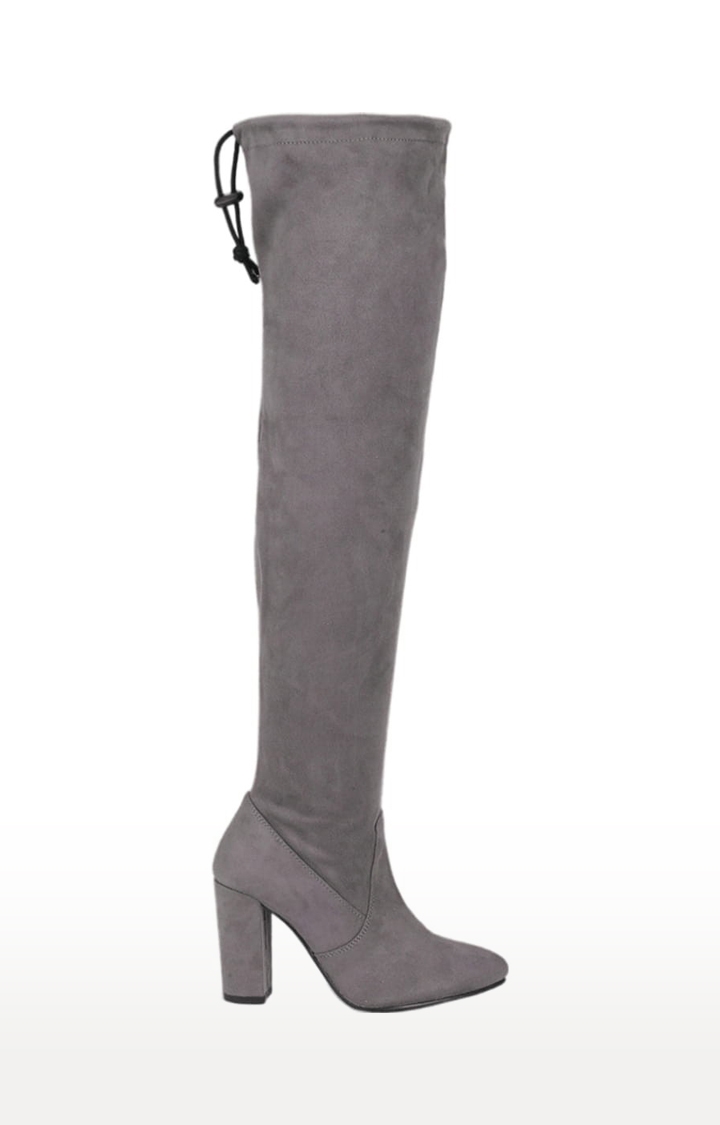 Truffle Collection | Women's Grey Suede Solid Zip Boot 1