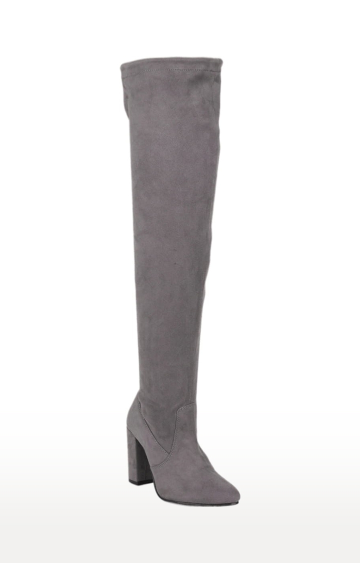 Truffle Collection | Women's Grey Suede Solid Zip Boot 0