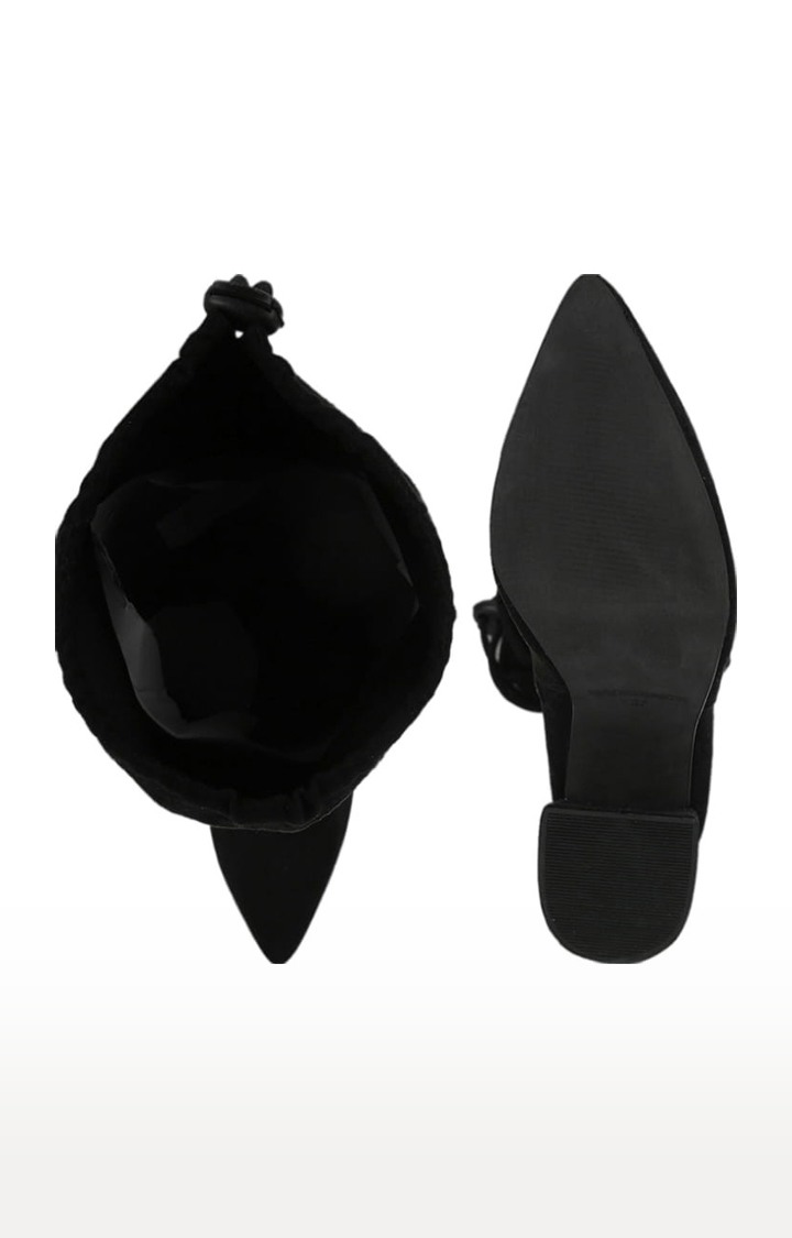 Women's Black Suede Solid Zip Boot
