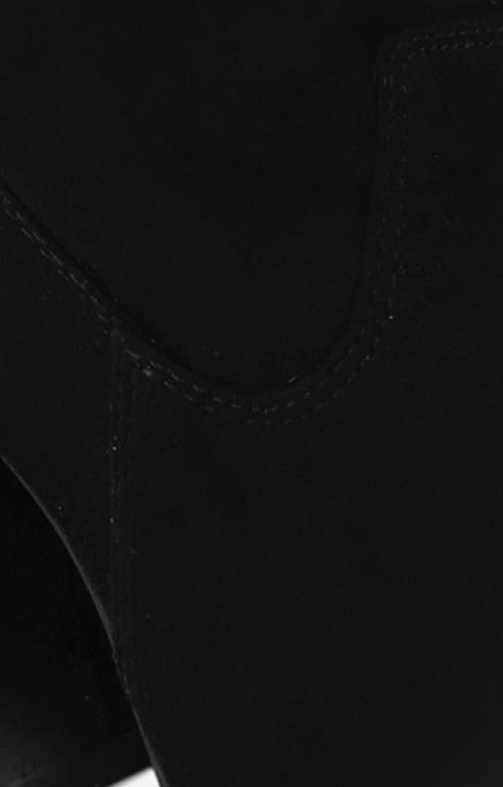 Women's Black Suede Solid Zip Boot