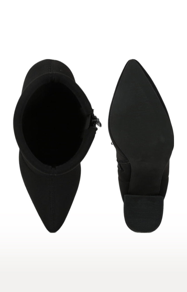 Women's Black Canvas Solid Zip Boot