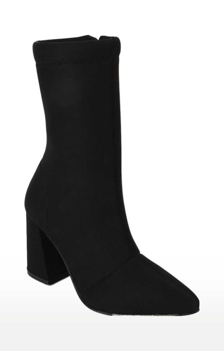 Truffle Collection | Women's Black Canvas Solid Zip Boot