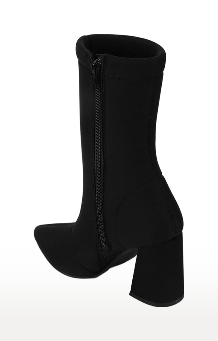 Women's Black Canvas Solid Zip Boot