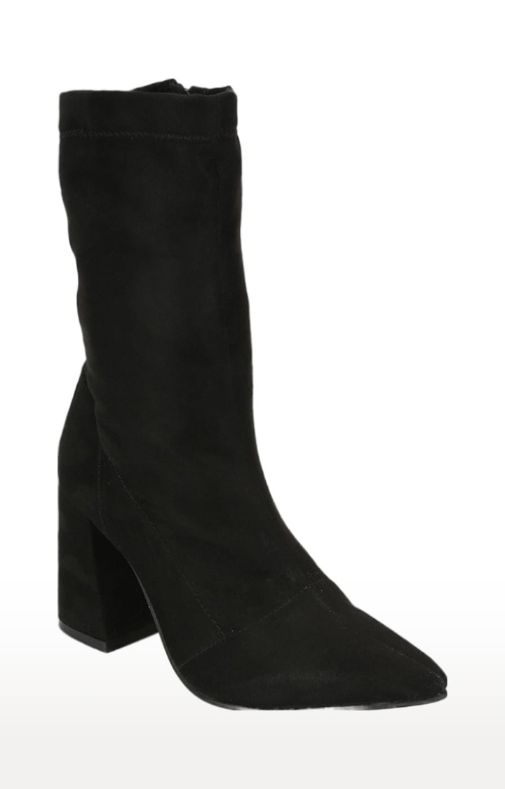 Truffle Collection | Women's Black Suede Solid Zip Boot 0