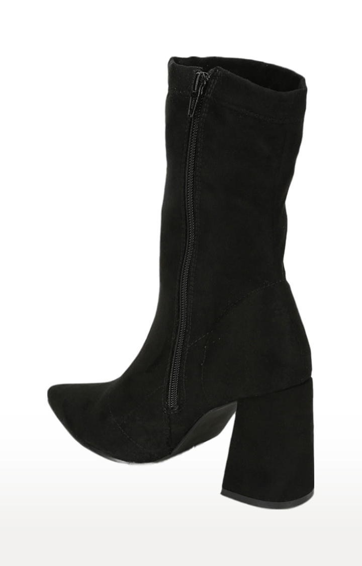 Truffle Collection | Women's Black Suede Solid Zip Boot 2