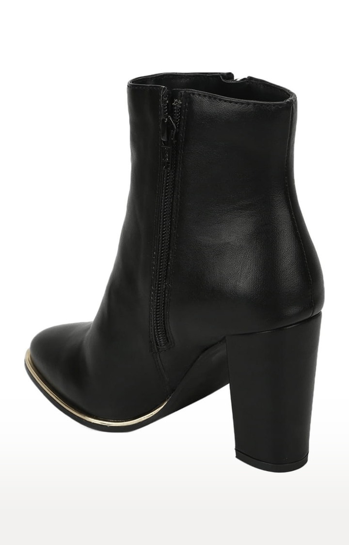 Women's Black PU Solid Zip Boot