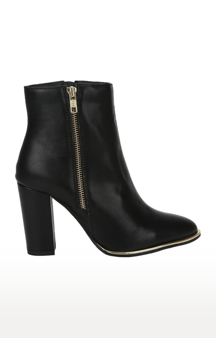 Women's Black PU Solid Zip Boot