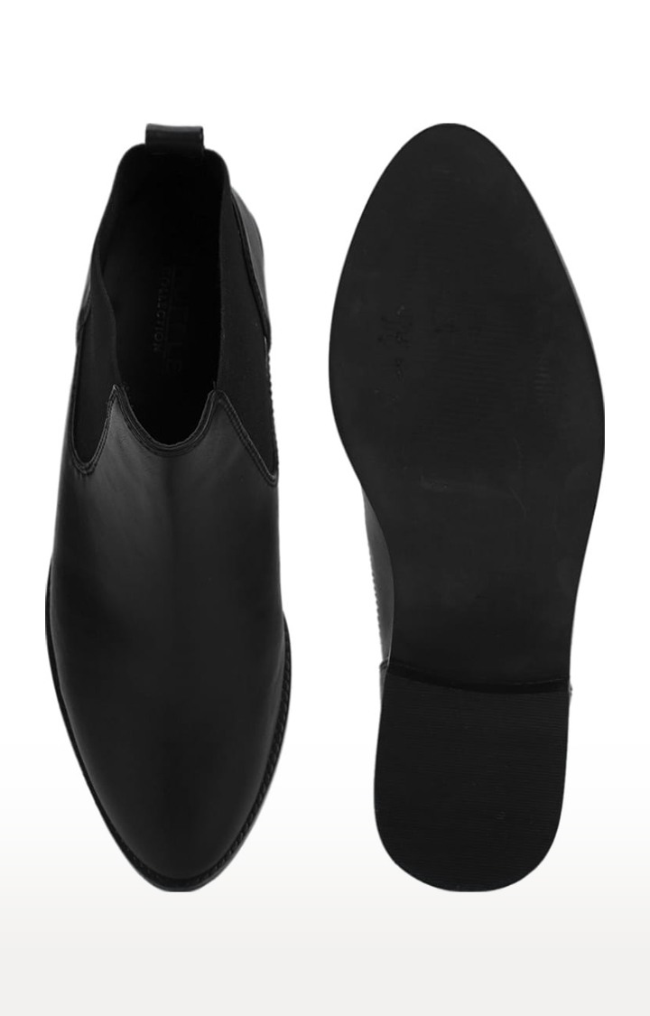 Women's Black PU Solid Slip On Boot