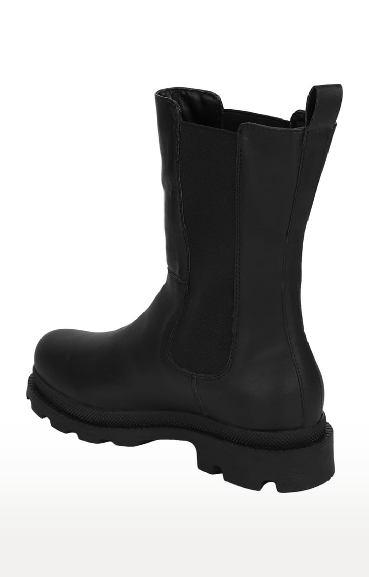 Truffle Collection | Women's Black PU Solid Slip On Boot 2