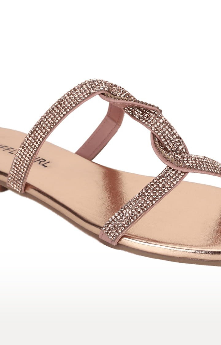 Women's Beige PU Solid Flat Slip-ons