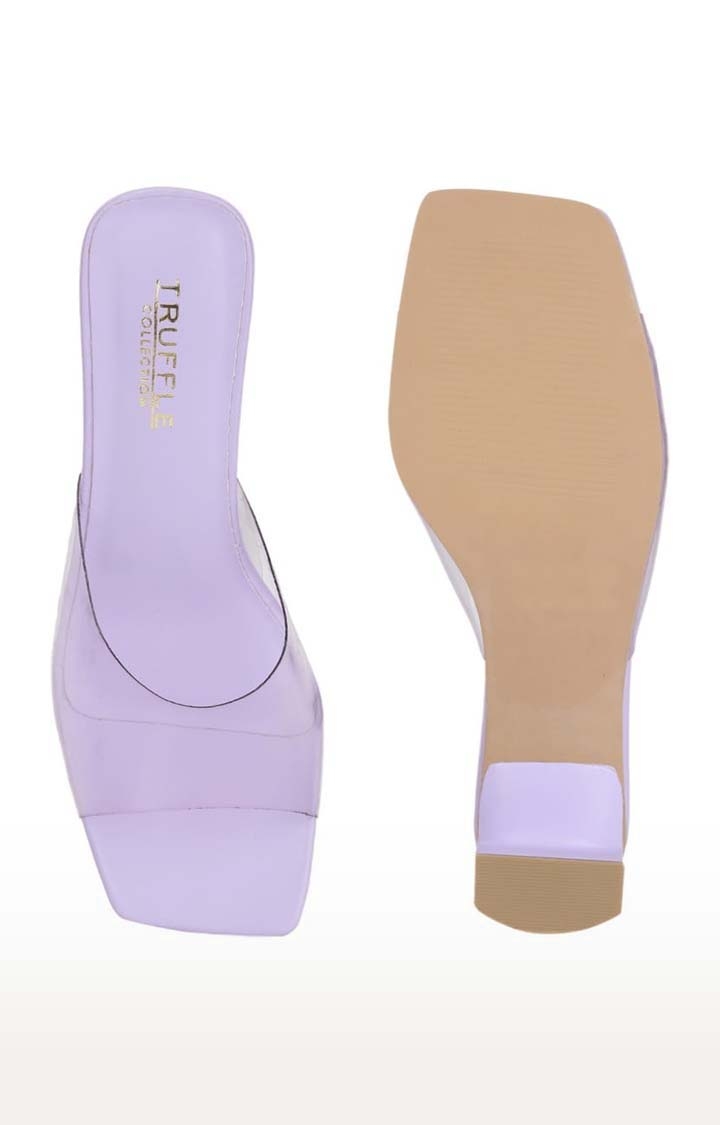 Women's Purple PU Solid Slip On Block Heels