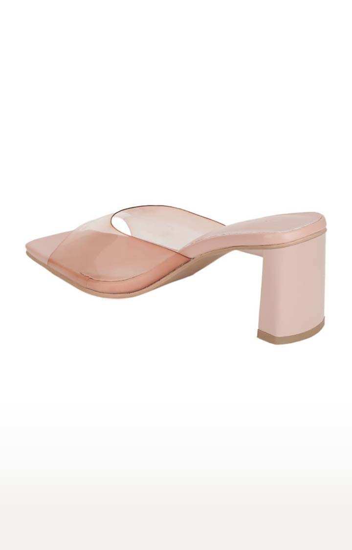 Women's Beige PU Solid Slip On Block Heels