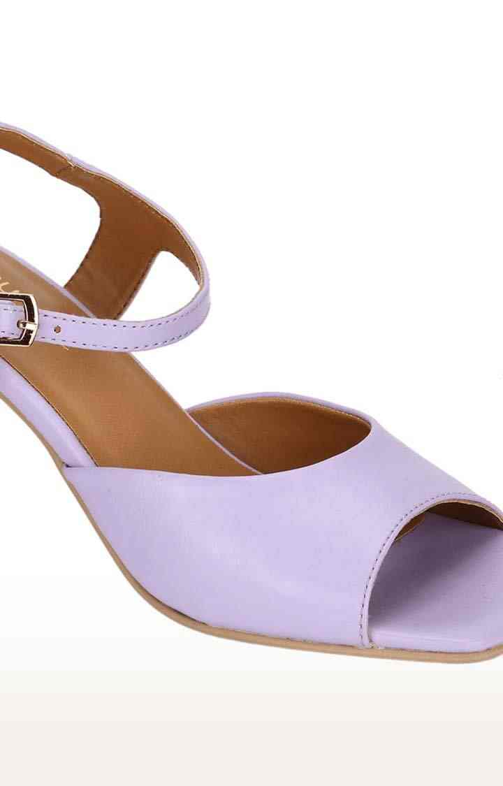 Women's Purple PU Solid Buckle Block Heels